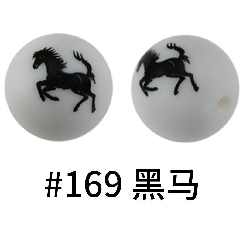 Wholesale 50pcs 16mm Print Silicone Beads Colorful Silicone Water Transfer Beads